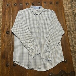Izod Men's White and Blue Plaid Shirt